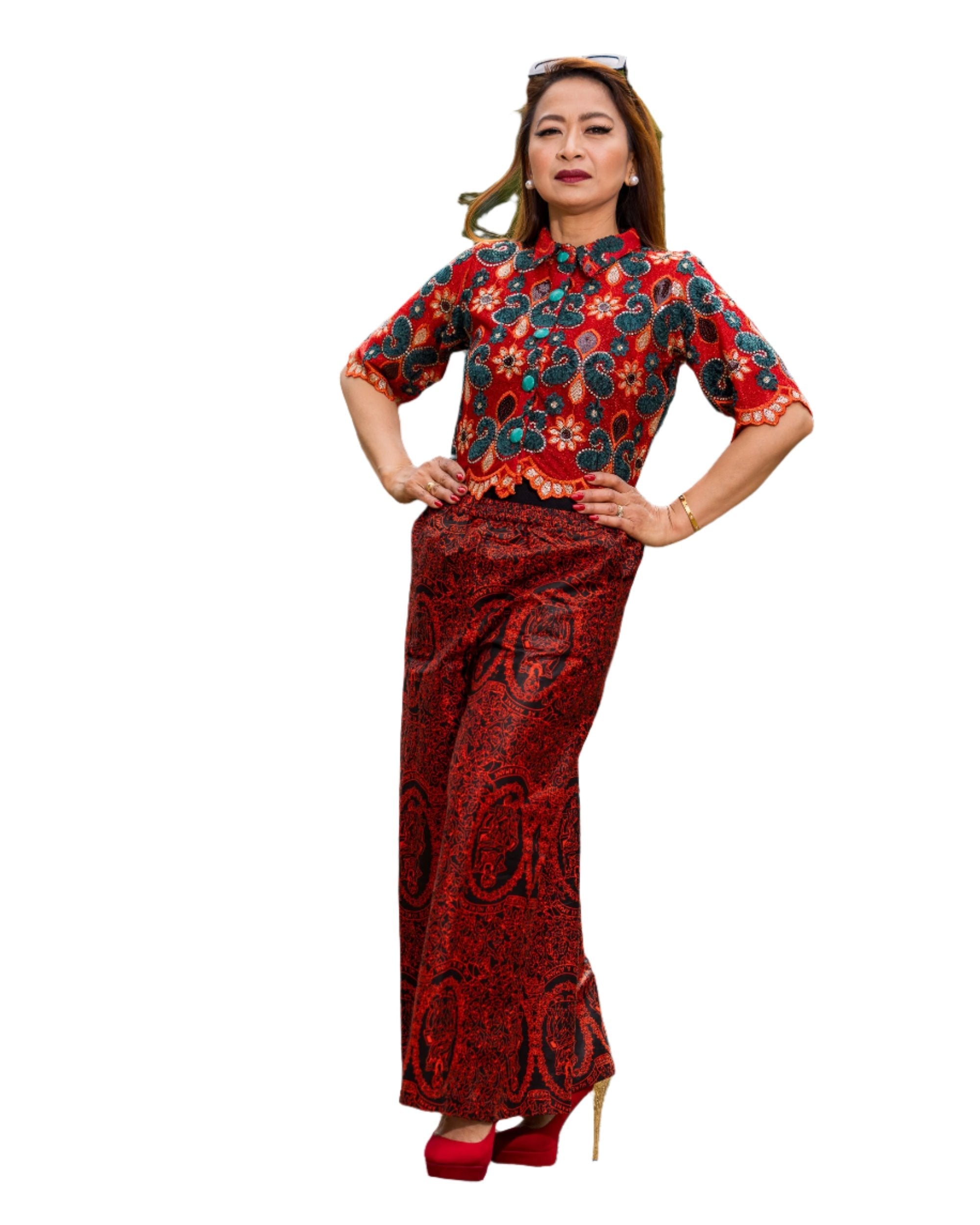Womens Blouse & Wide Legged Pants