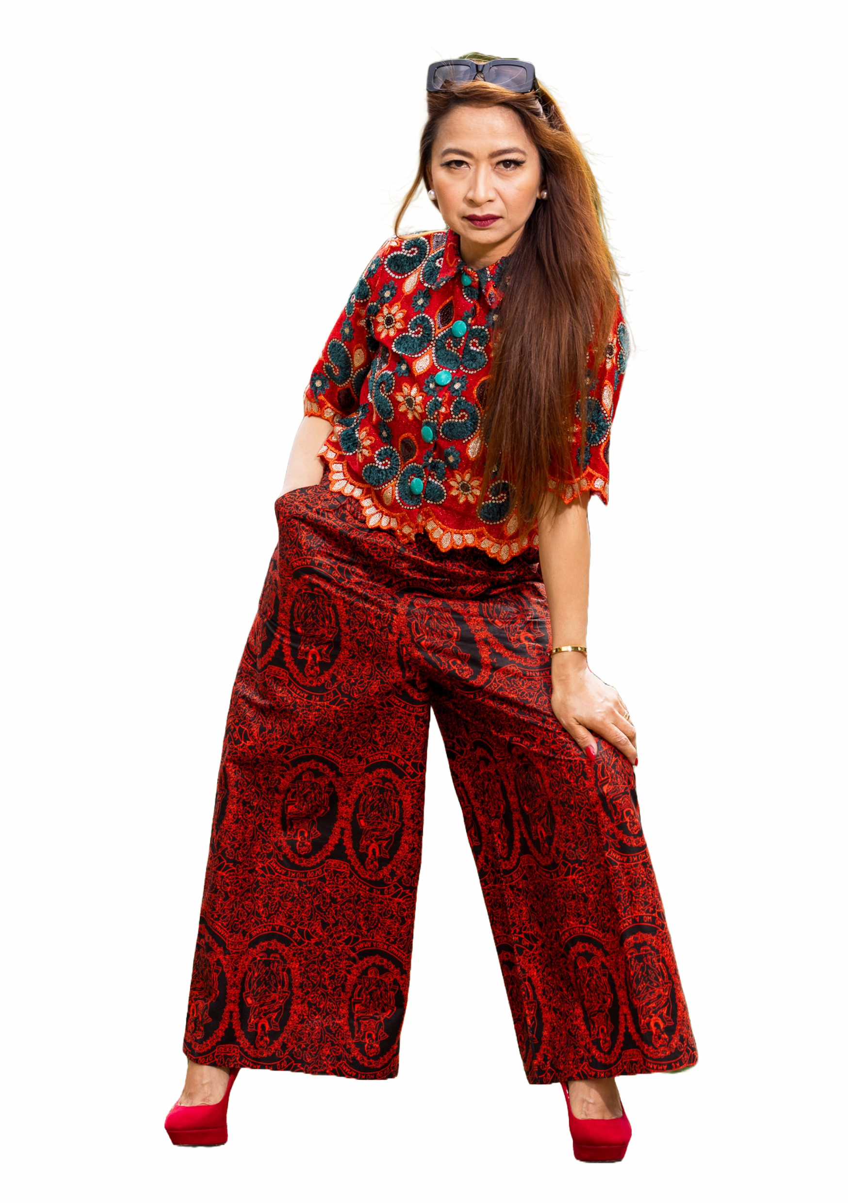 Womens Blouse & Wide Legged Pants