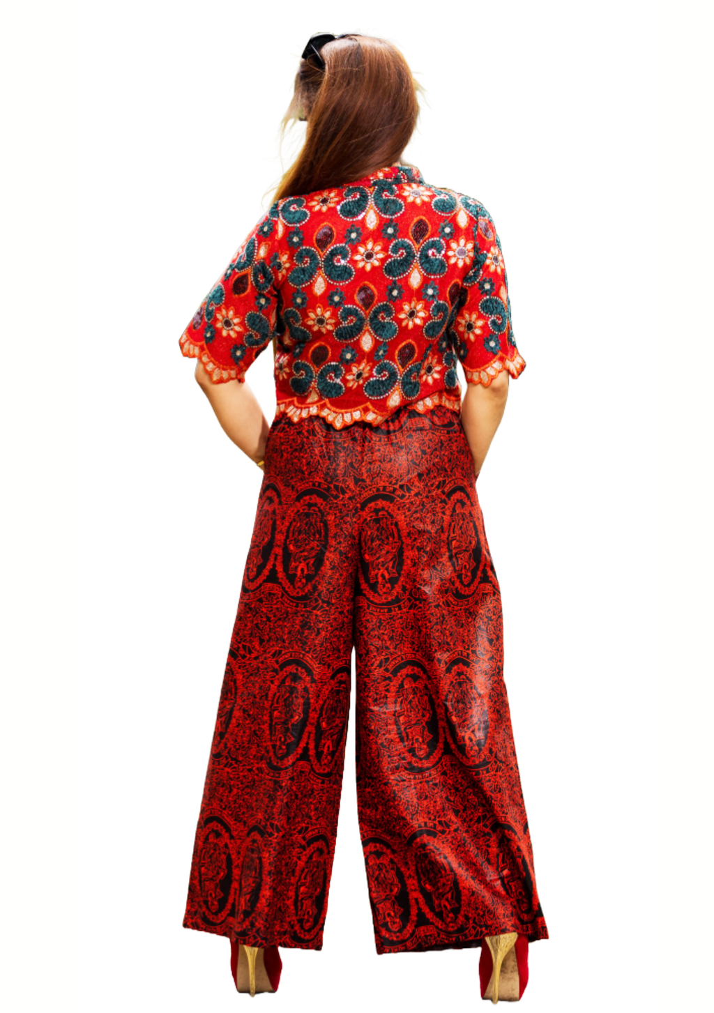 Womens Blouse & Wide Legged Pants