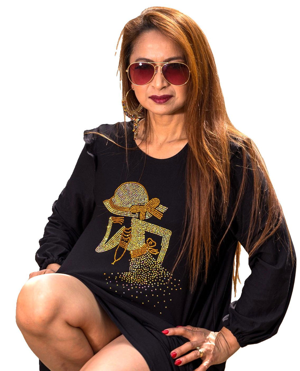 African Fashion Ankara Blinged Stylish Gown- Black