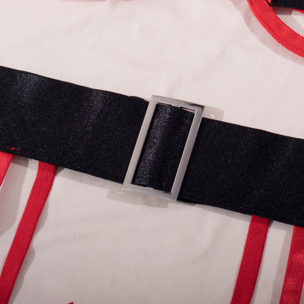 Stunning Christmas Cutout Bra Set with Bows and Wide Belt Details