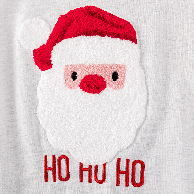 Spring and Autumn Boys Christmas Cartoon Pattern Long Sleeves Color Patchwork Sweatshirt and Pants Clothing Set