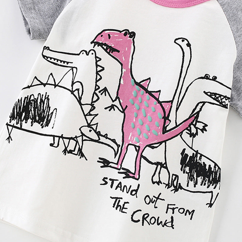 Summer Boys’ Animals Cartoon Pattern T-shirt in European and American Style-2