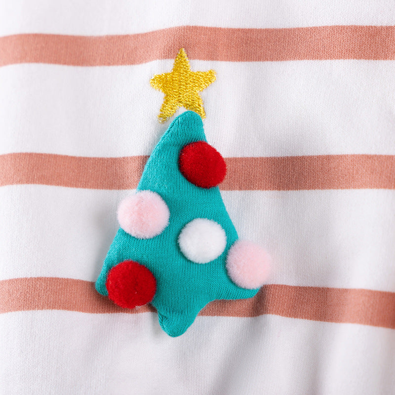 Spring and Autumn Girls Christmas Cartoon Pattern Long Sleeves Crew Neck Top Sweatshirt and Pants Clothing Set-4