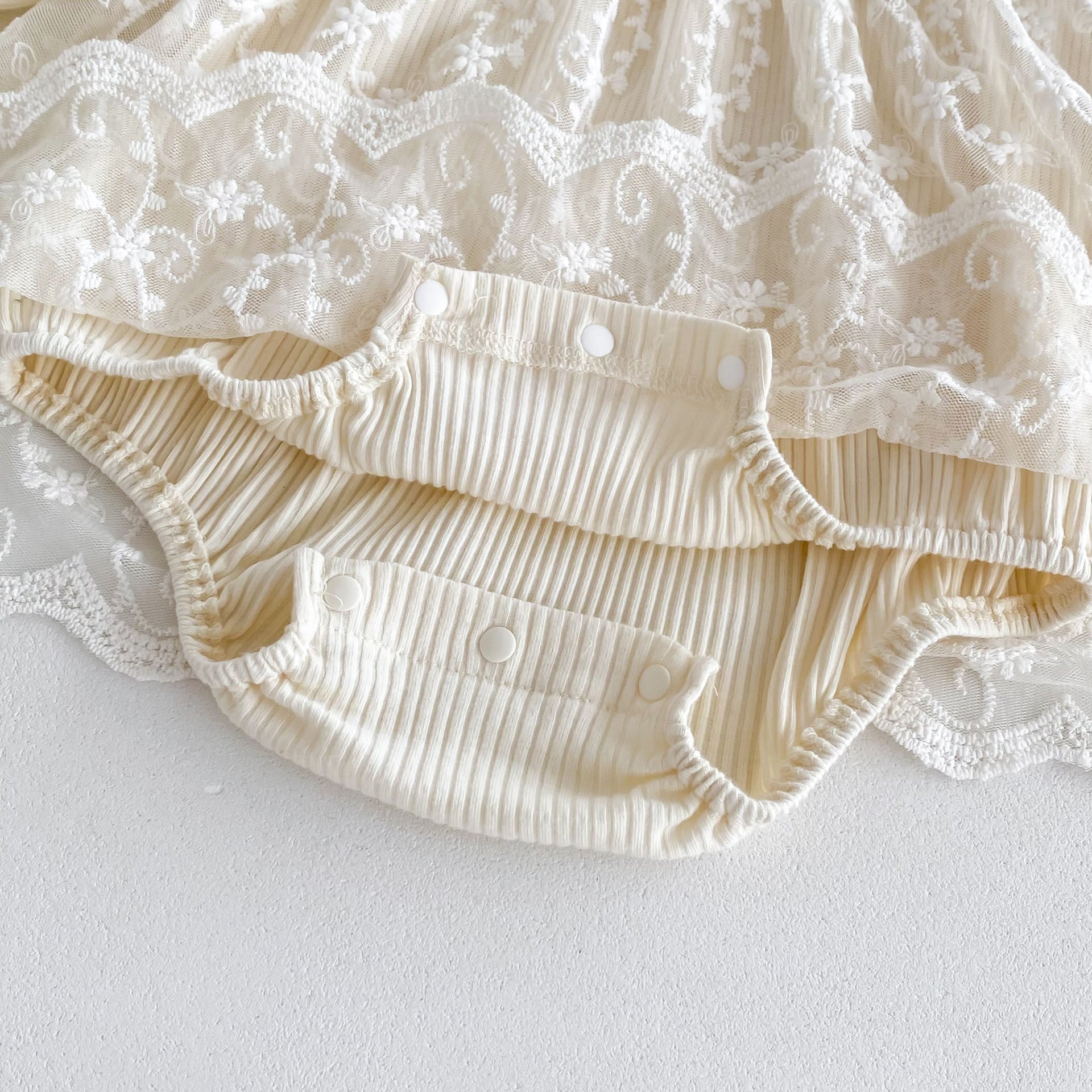 Autumn Arrival Baby Girls Long Sleeves Floral Embroidery Tulle Onesies Dress-3