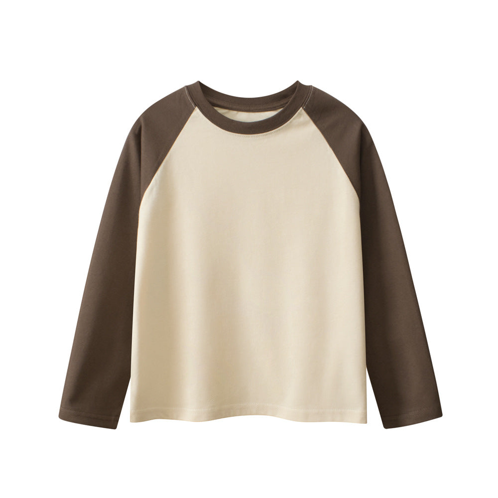 Arrival Baby Kids Color Patchwork Crew Neck Long Sleeves Casual Top-2