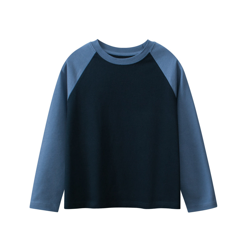 Arrival Baby Kids Color Patchwork Crew Neck Long Sleeves Casual Top-3