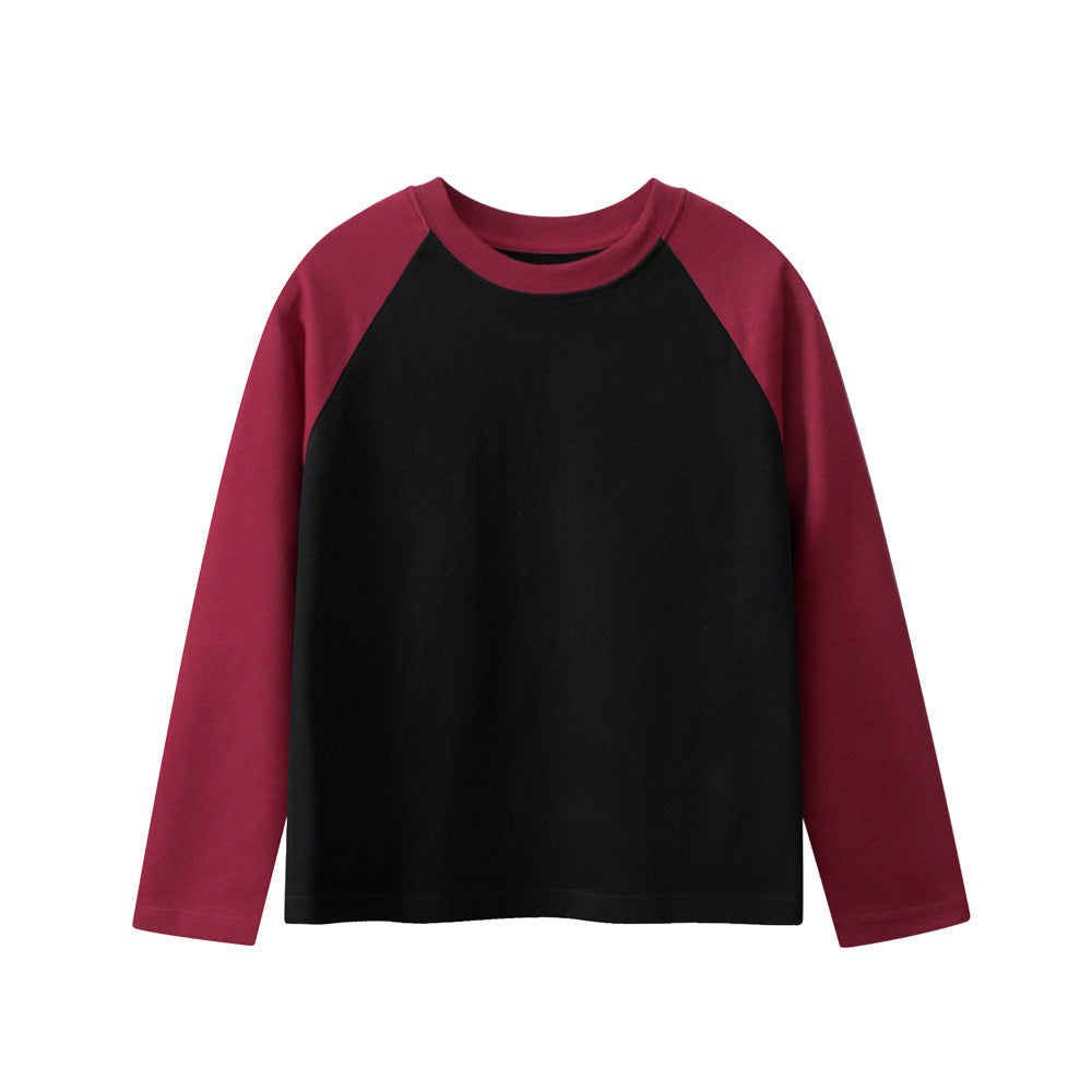 Arrival Baby Kids Color Patchwork Crew Neck Long Sleeves Casual Top-5