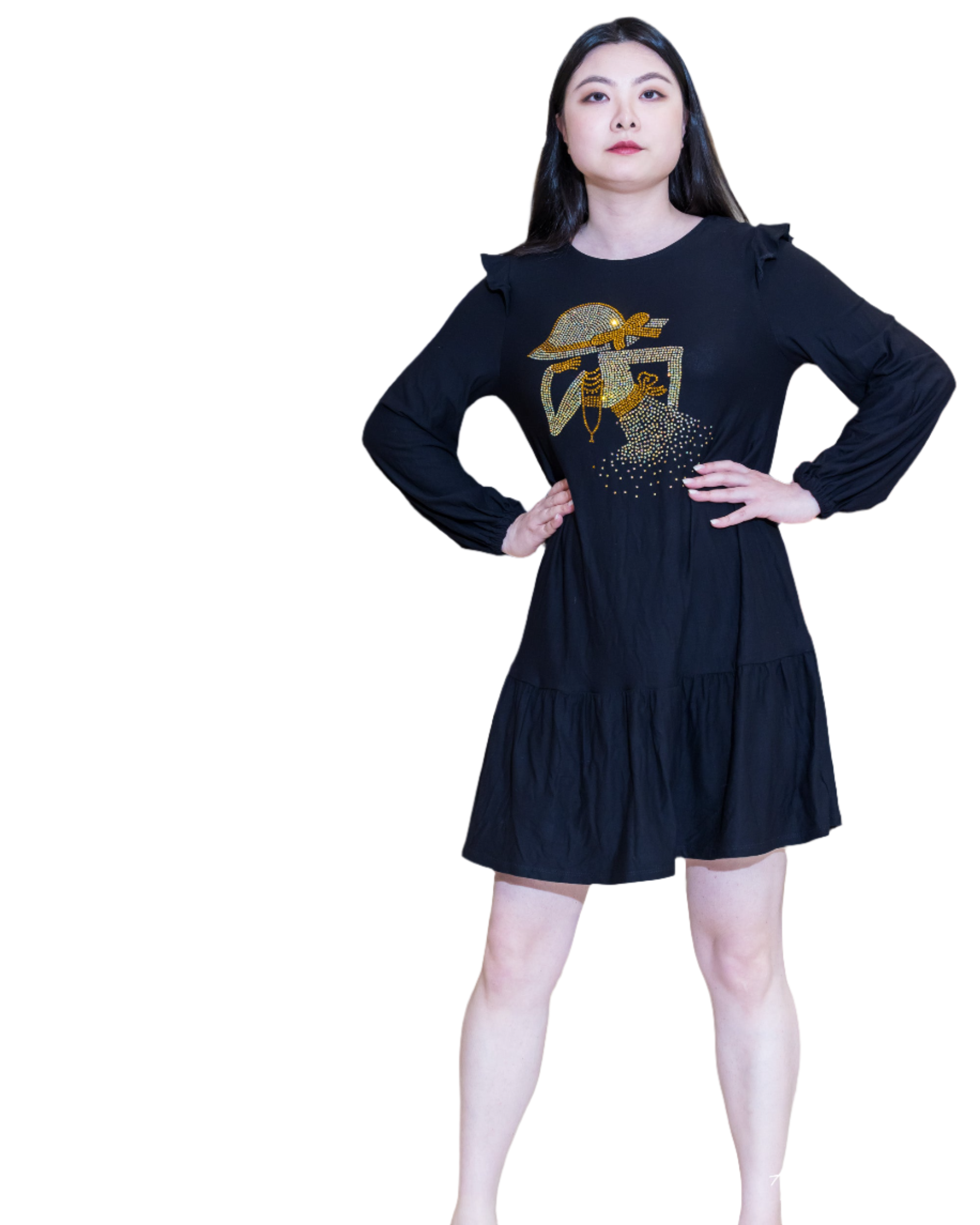 African Fashion Ankara Blinged Stylish Gown- Black